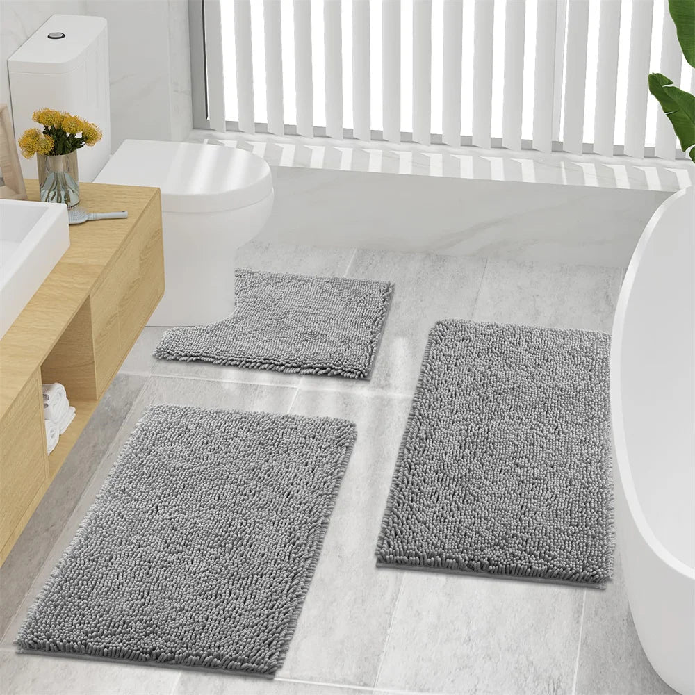 Bath Mat Chenille Non Slip Washable Bathroom Rug