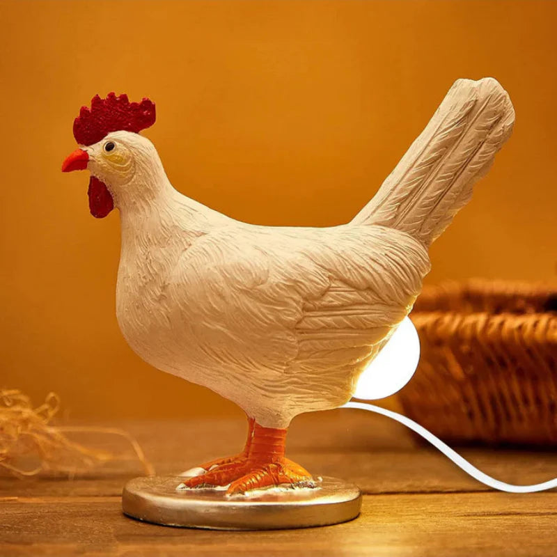 Chicken-Shaped Novelty Table Lamp, Corded, LED, Animal Figure Design