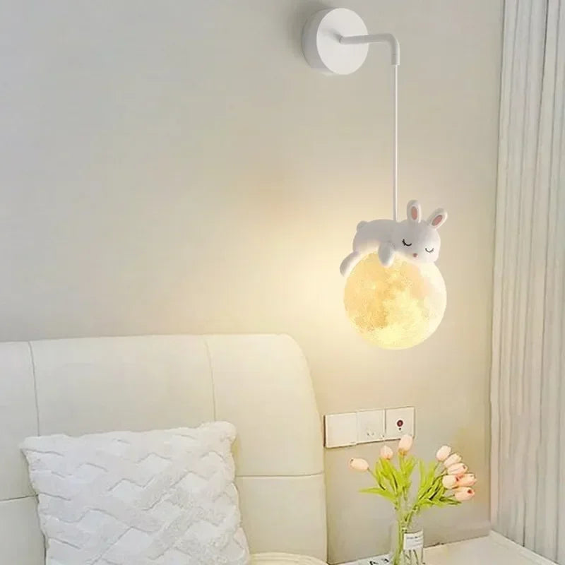 Children's Hanging Lamp Bear Rabbit Design Indoor Pendant Light