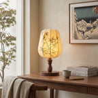 Chisato Hand-Painted Lantern Table Lamp with Wood Base