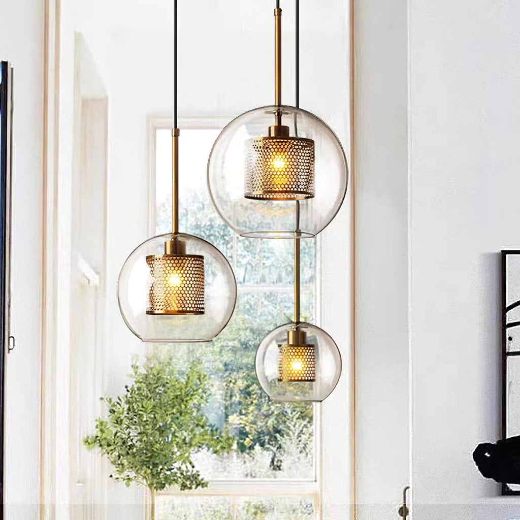 Chiswick Double-Layer Glass and Mesh Pendant Light