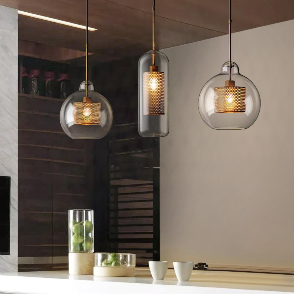Chiswick Double-Layer Glass and Mesh Pendant Light