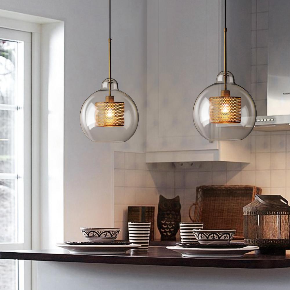Chiswick Double-Layer Glass and Mesh Pendant Light