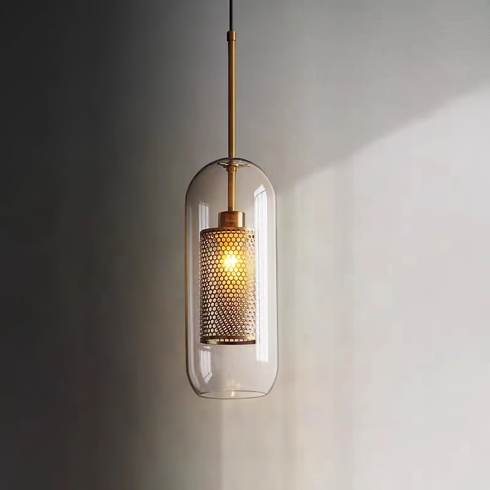 Chiswick Double-Layer Glass and Mesh Pendant Light