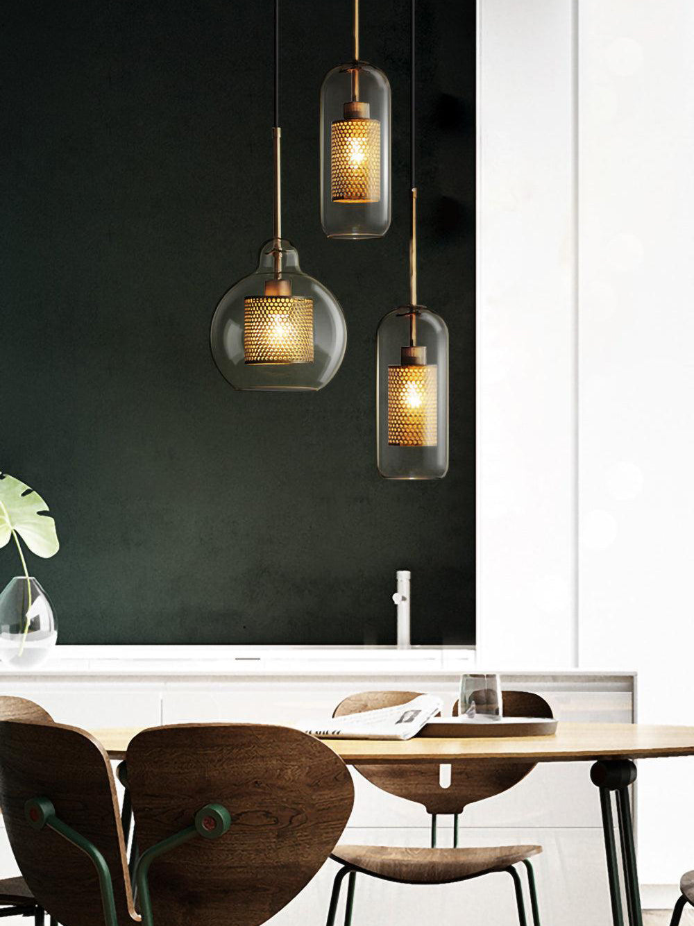 Chiswick Double-Layer Glass and Mesh Pendant Light
