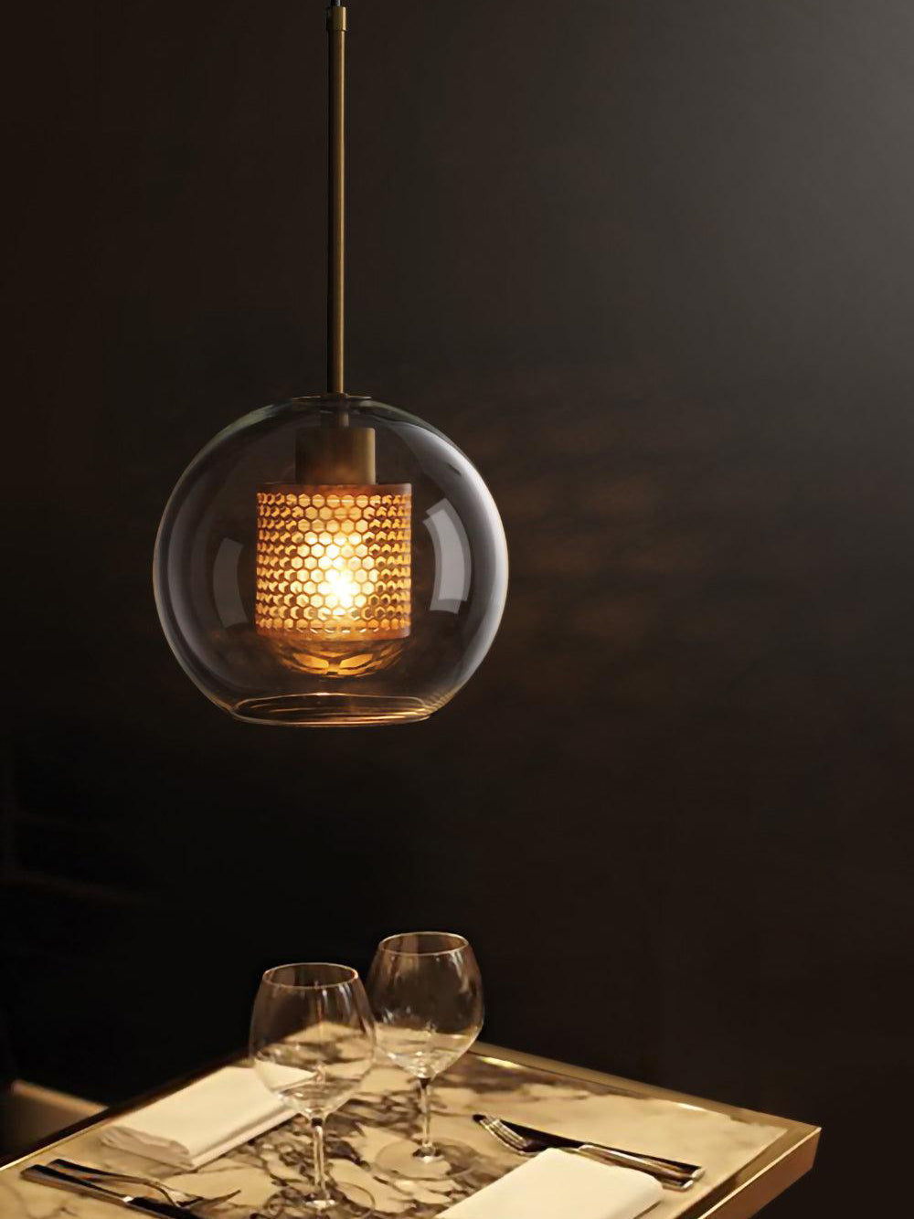 Chiswick Double-Layer Glass and Mesh Pendant Light