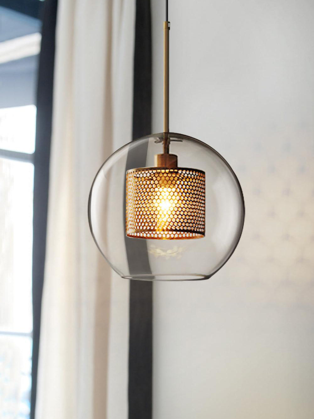 Chiswick Double-Layer Glass and Mesh Pendant Light