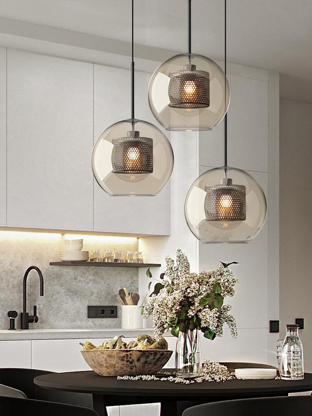 Chiswick Double-Layer Glass and Mesh Pendant Light