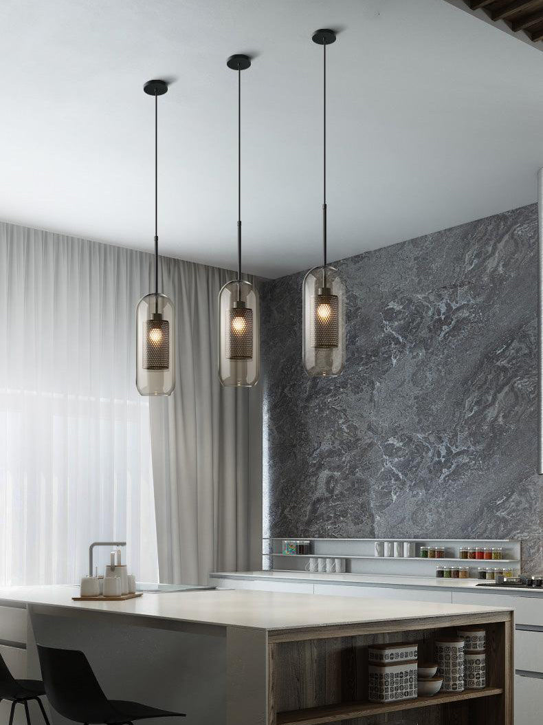 Chiswick Double-Layer Glass and Mesh Pendant Light