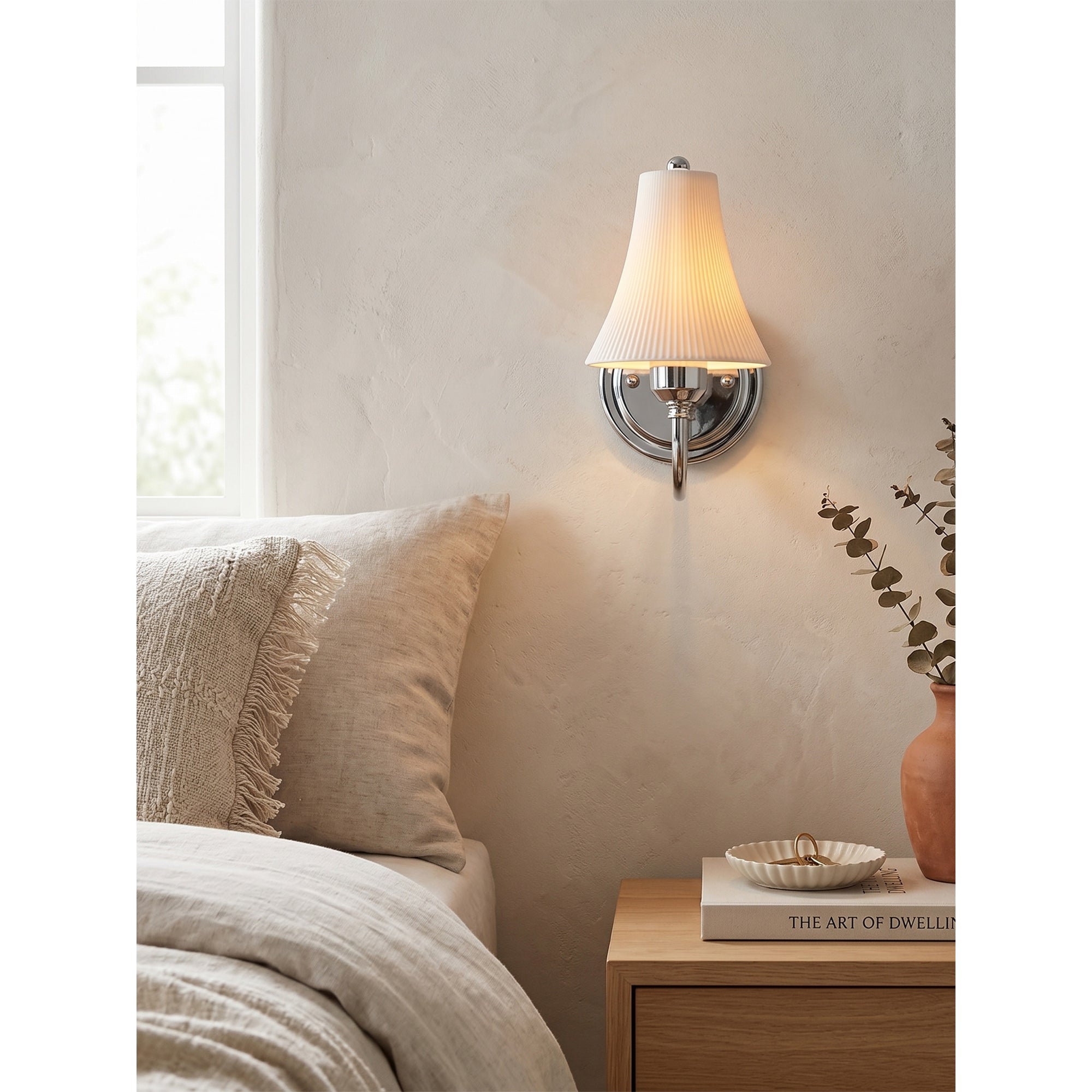 Chloe Ribbed White Ceramic Wall Sconce