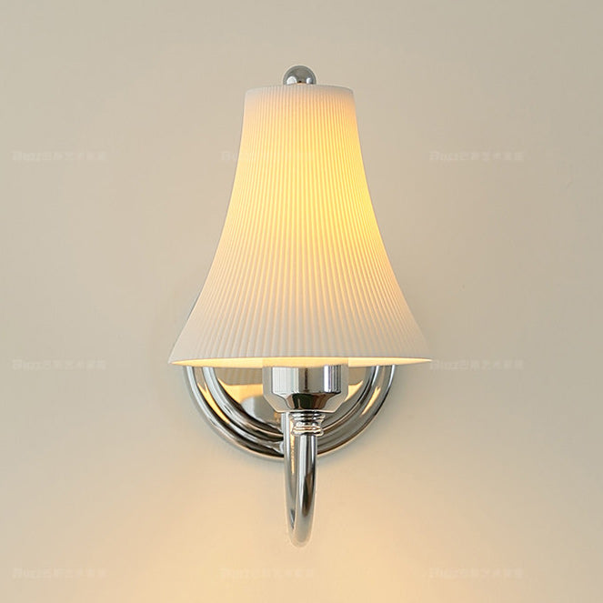 Chloe Ribbed White Ceramic Wall Sconce