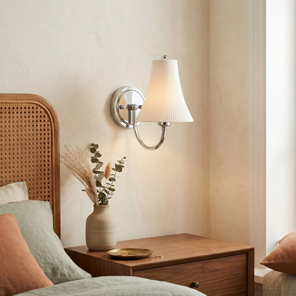 Chloe Ribbed White Ceramic Wall Sconce