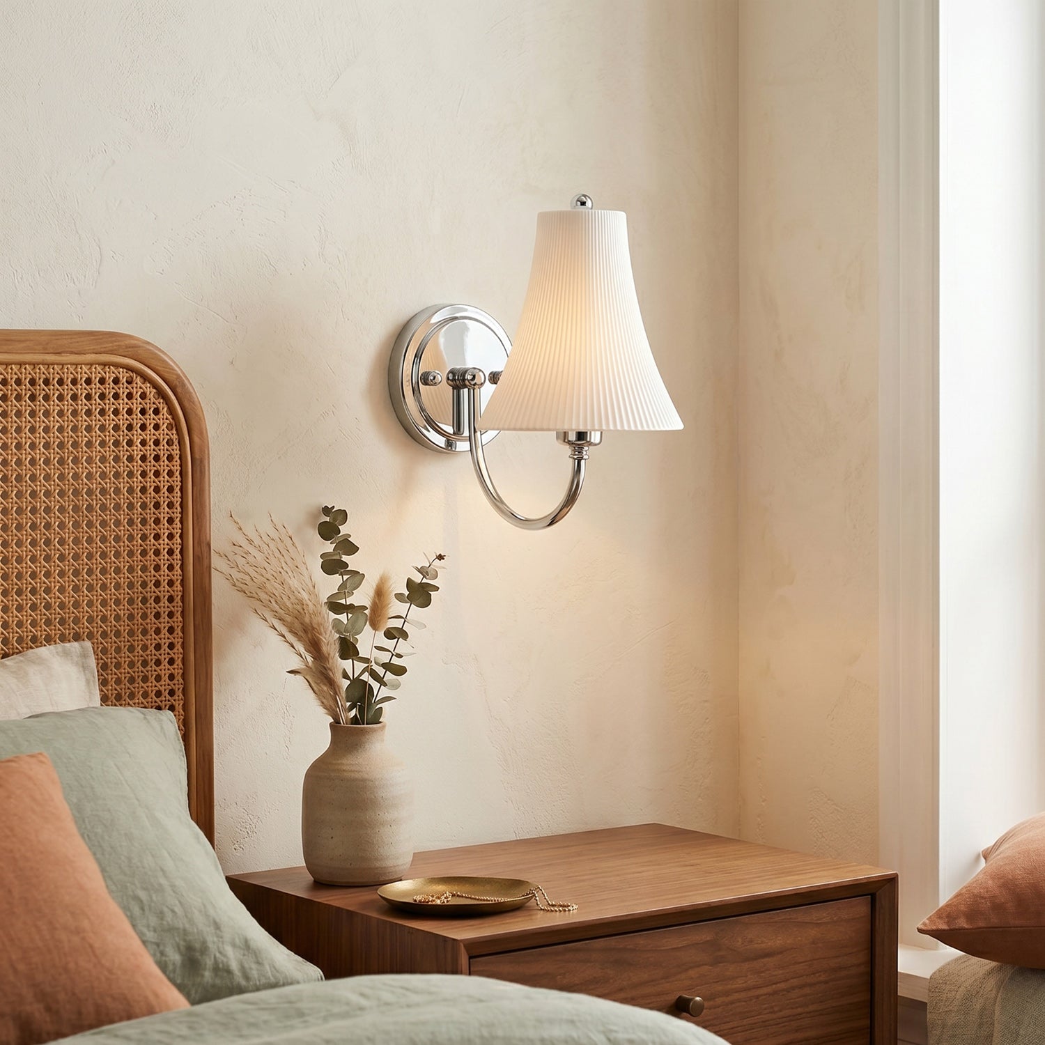 Chloe Ribbed White Ceramic Wall Sconce