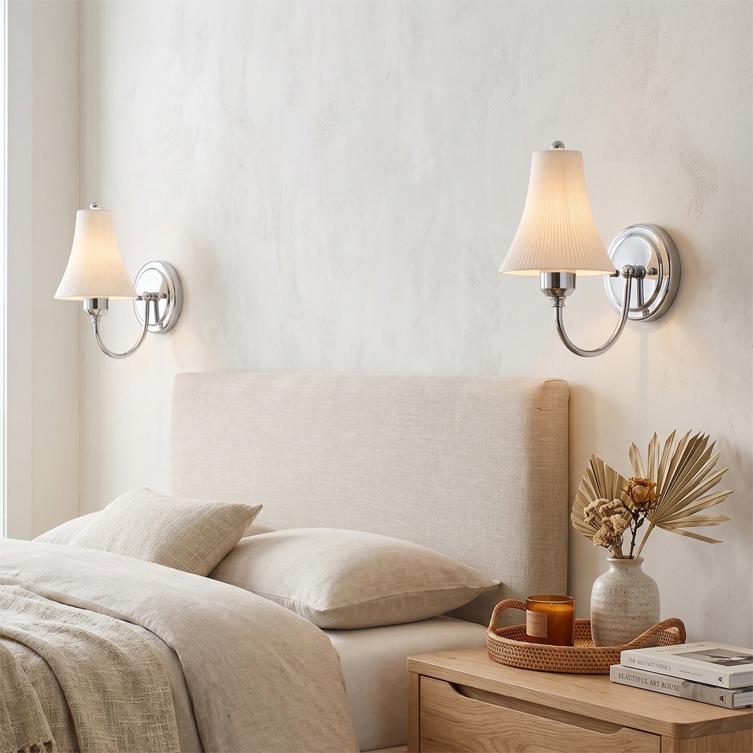 Chloe Ribbed White Ceramic Wall Sconce