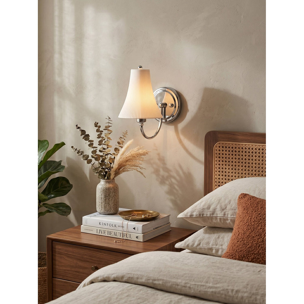Chloe Ribbed White Ceramic Wall Sconce