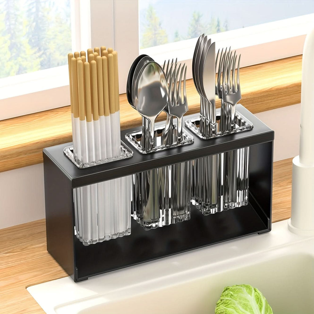 Countertop Utensil Organizer with Water Drainage for Kitchen
