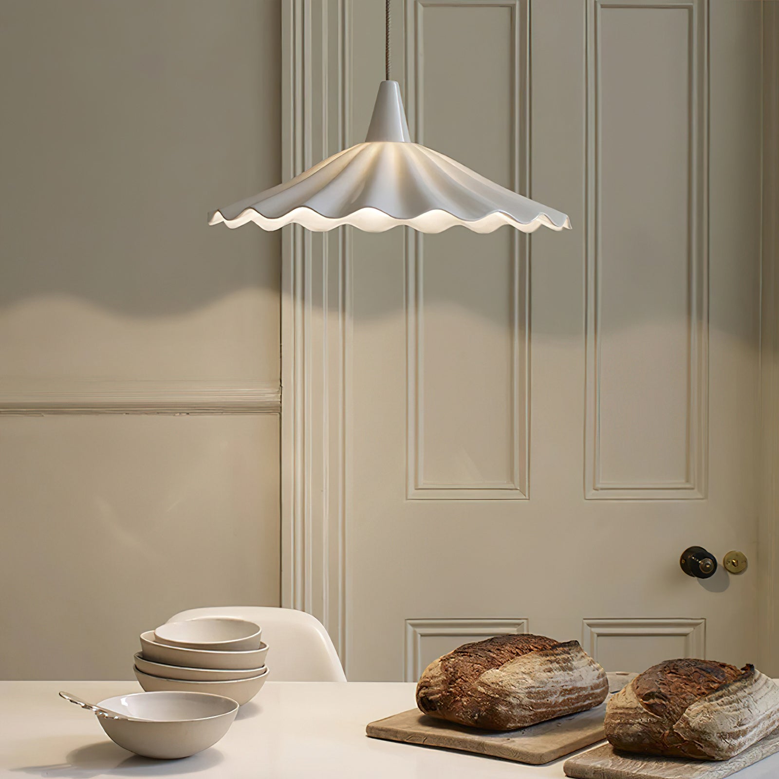 Christie White Ceramic Adjustable Pendant Lamp
