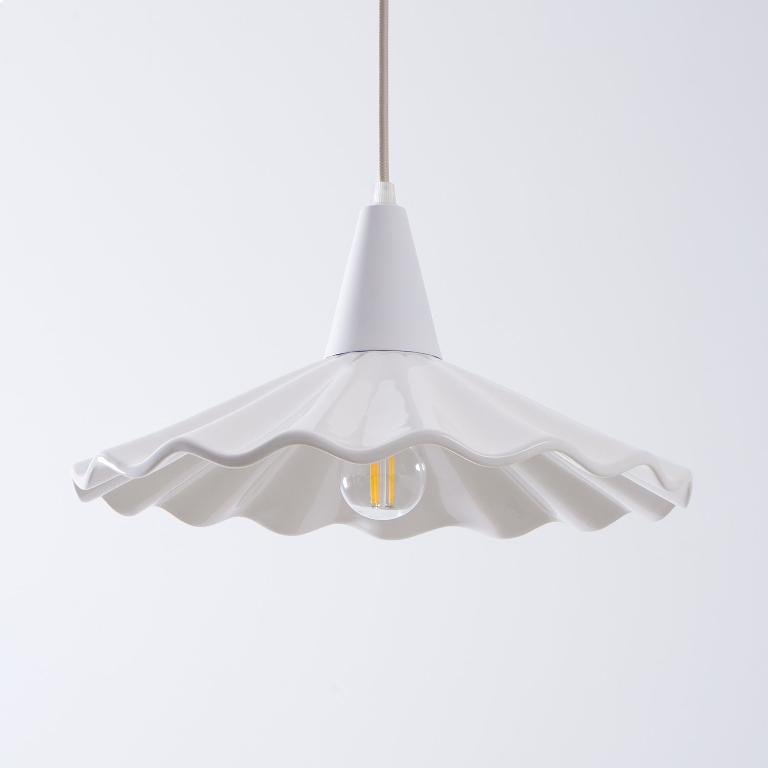 Christie White Ceramic Adjustable Pendant Lamp