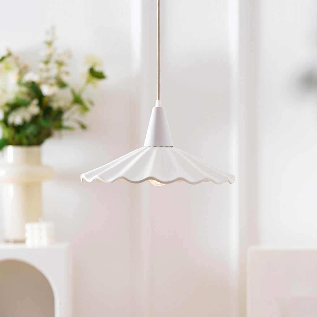 Christie White Ceramic Adjustable Pendant Lamp