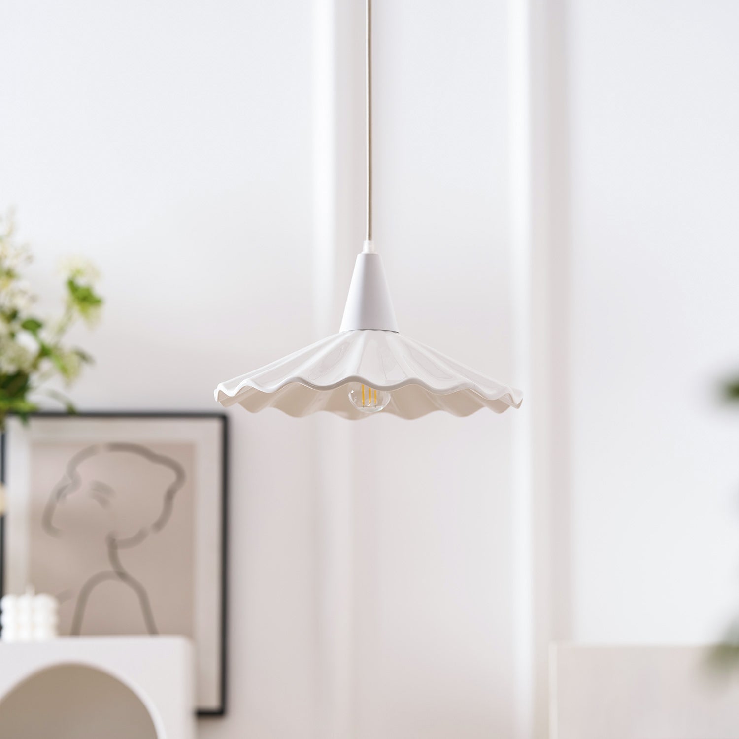 Christie White Ceramic Adjustable Pendant Lamp