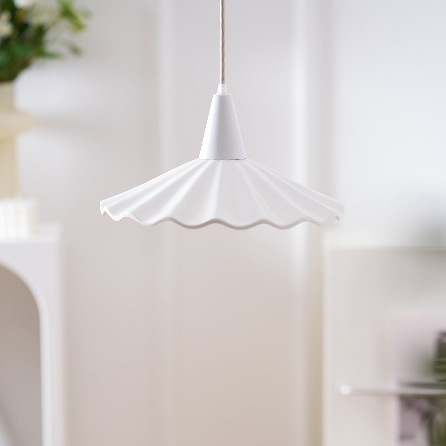 Christie White Ceramic Adjustable Pendant Lamp