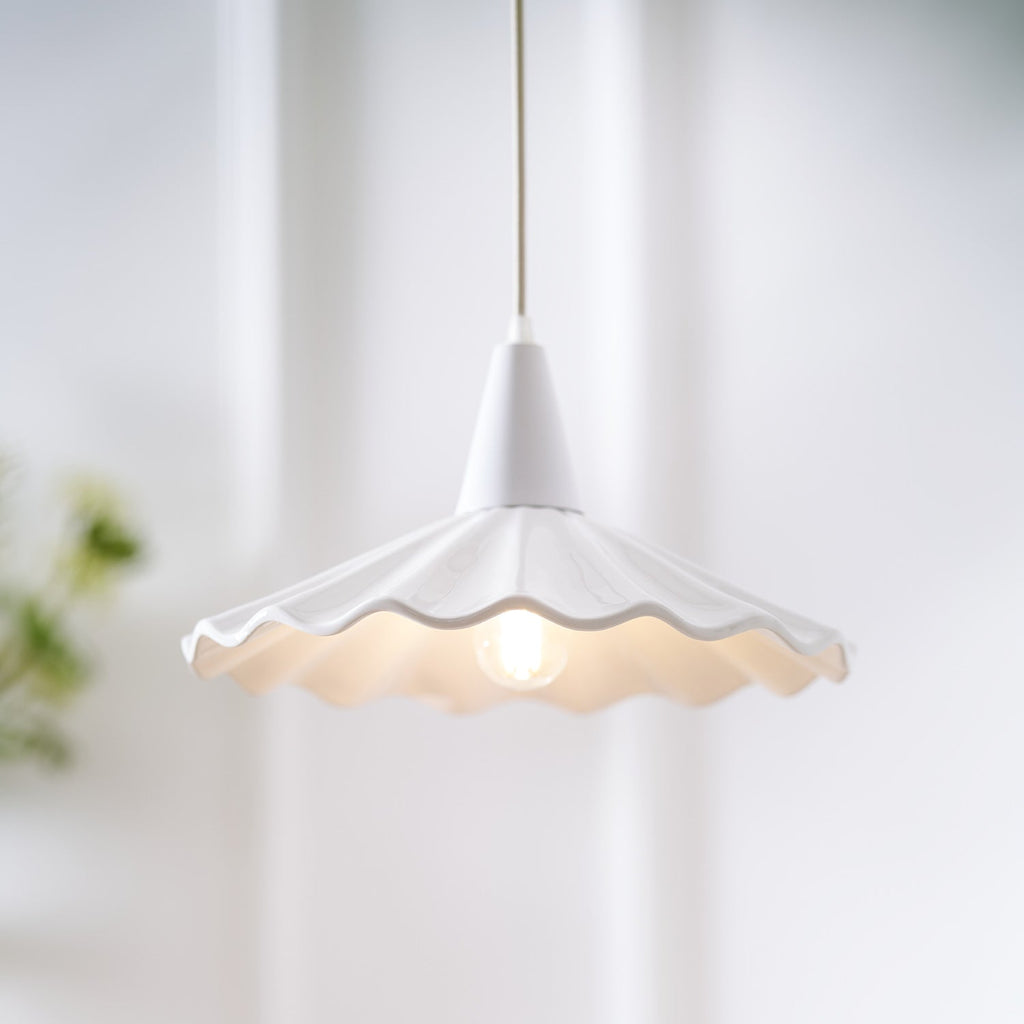 Christie White Ceramic Adjustable Pendant Lamp