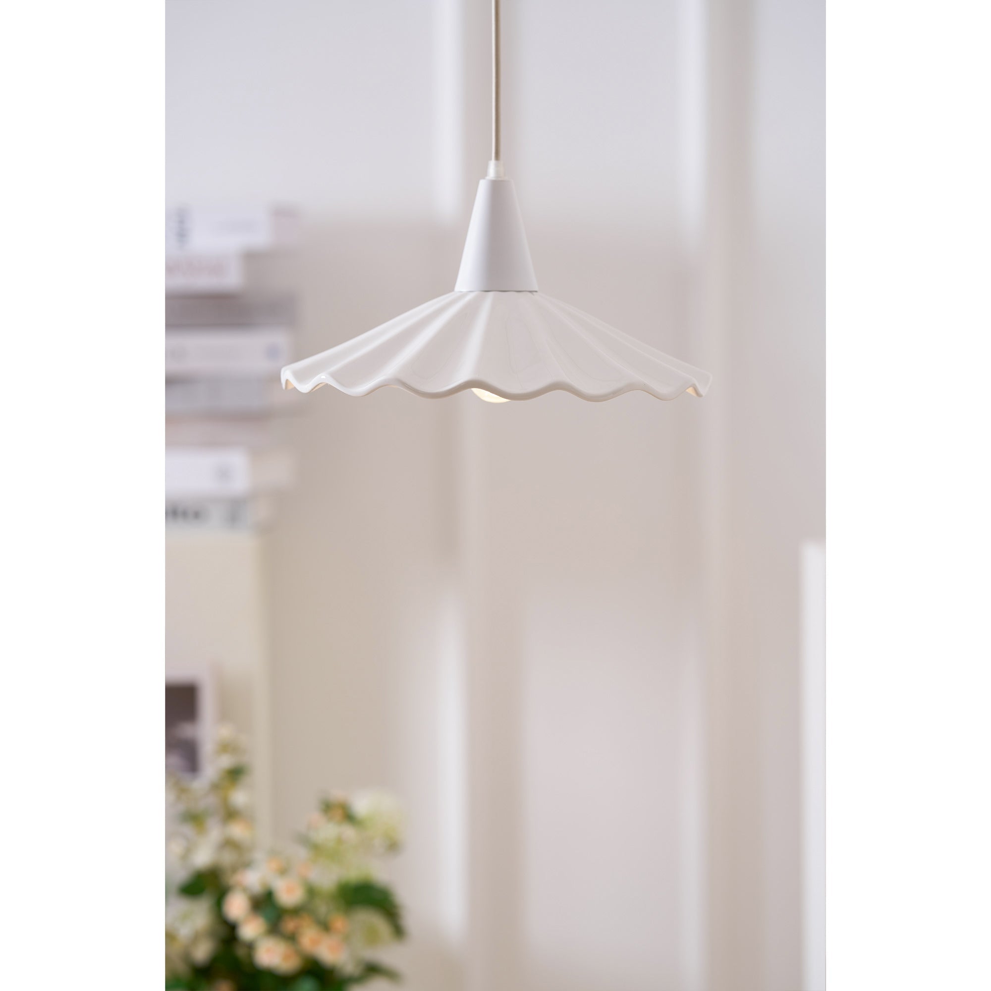 Christie White Ceramic Adjustable Pendant Lamp