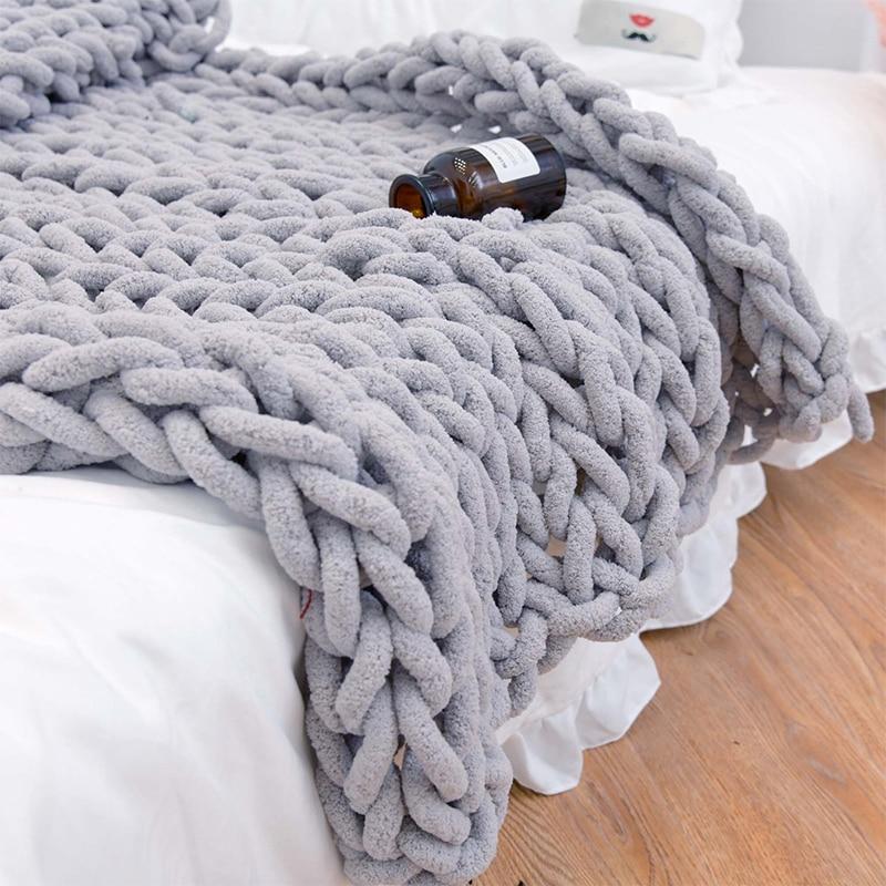 Cable Knit Throw Blanket Chunky Knit Blend Decorative