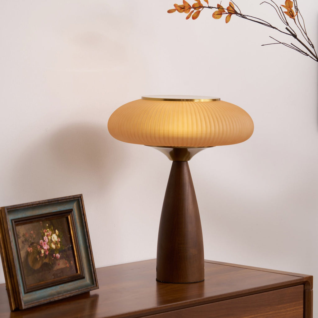 Cielo Cordless Wooden Table Lamp with Glass Diffuser