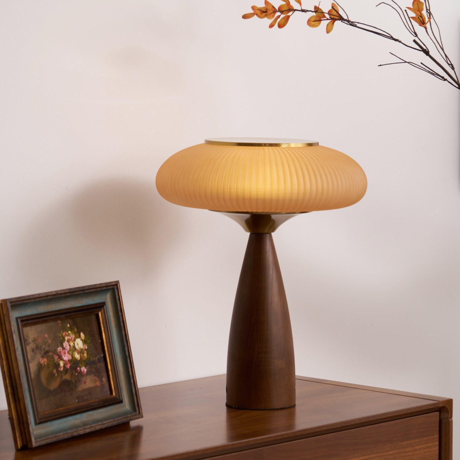 Cielo Cordless Wooden Table Lamp with Glass Diffuser