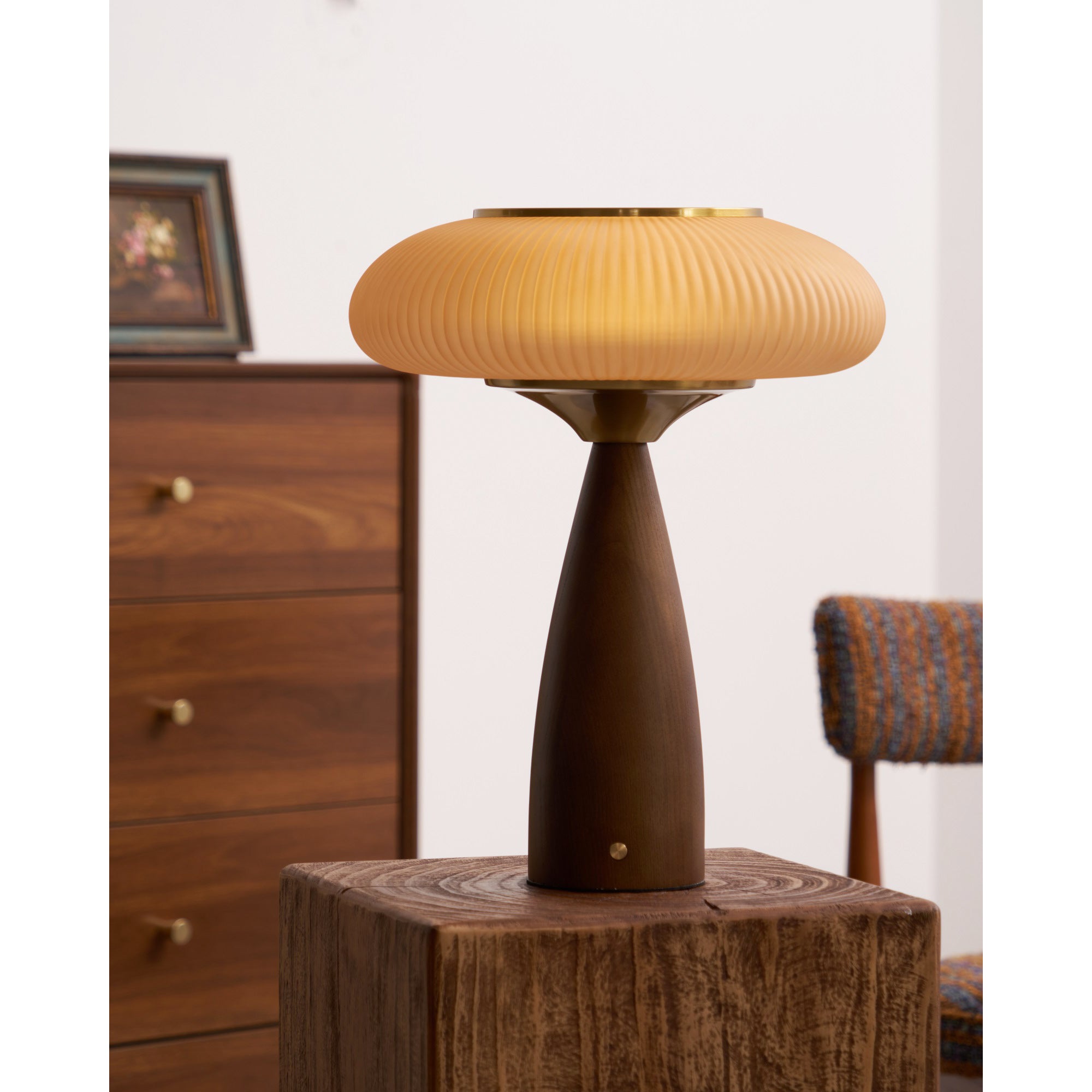 Cielo Cordless Wooden Table Lamp with Glass Diffuser