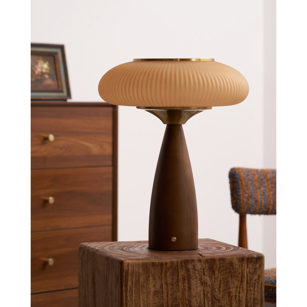 Cielo Cordless Wooden Table Lamp with Glass Diffuser