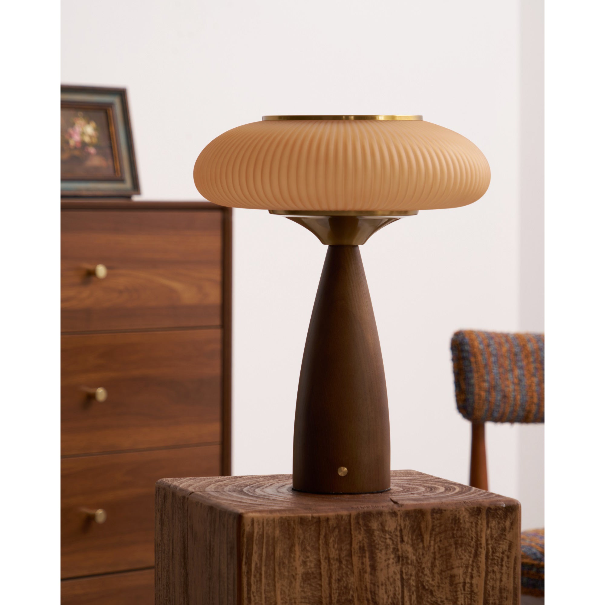 Cielo Cordless Wooden Table Lamp with Glass Diffuser