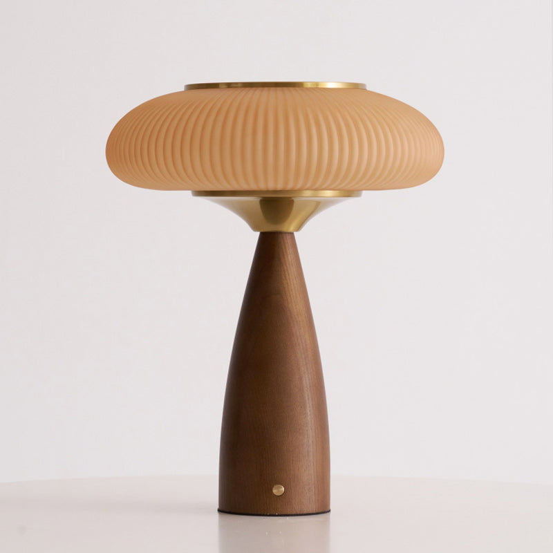 Cielo Cordless Wooden Table Lamp with Glass Diffuser