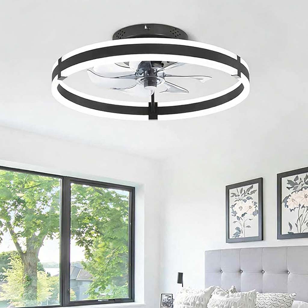 Revio - Round Ceiling Fan Lamp With Double LED Ring