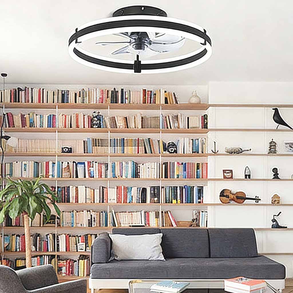Revio - Round Ceiling Fan Lamp With Double LED Ring