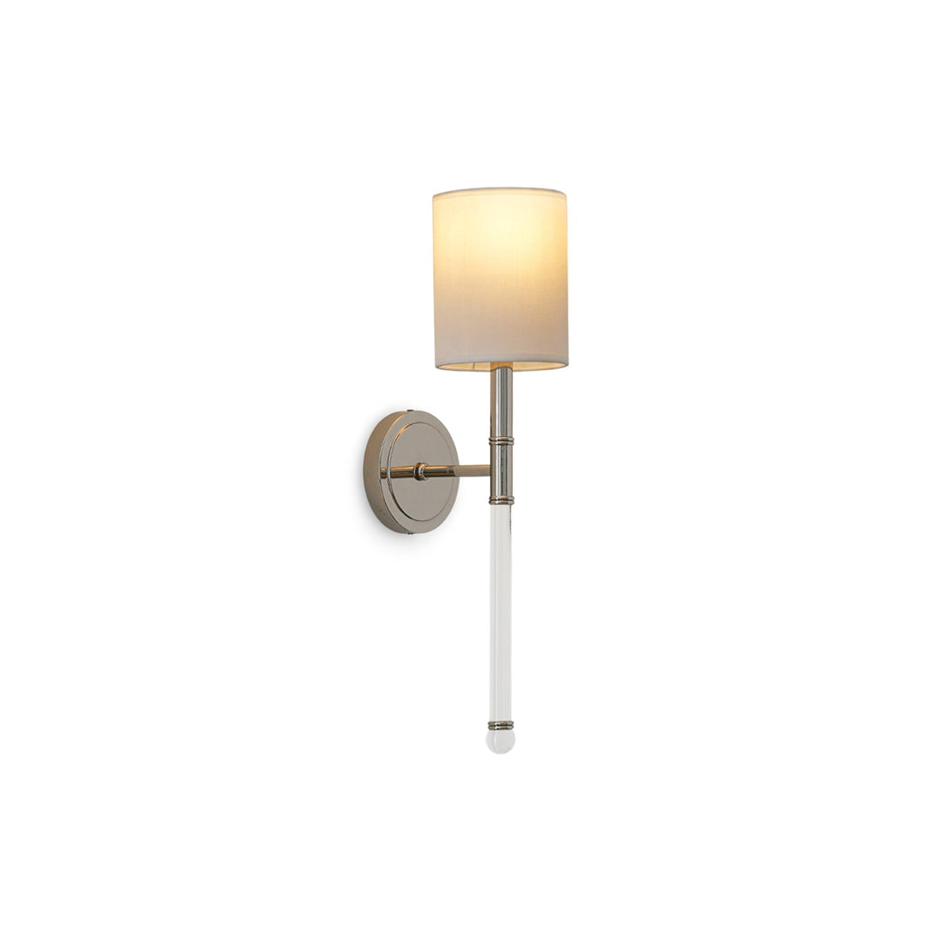Slim Torch Wall Sconce with White Cylinder Shade