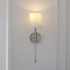 Slim Torch Wall Sconce with White Cylinder Shade