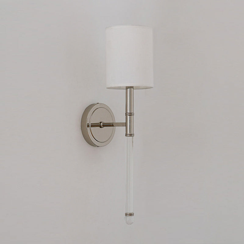Slim Torch Wall Sconce with White Cylinder Shade