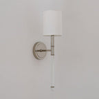 Slim Torch Wall Sconce with White Cylinder Shade