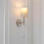 Slim Torch Wall Sconce with White Cylinder Shade