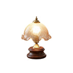 Crackle Glass Table Lamp with Turned Walnut Wood Base