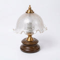 Crackle Glass Table Lamp with Turned Walnut Wood Base
