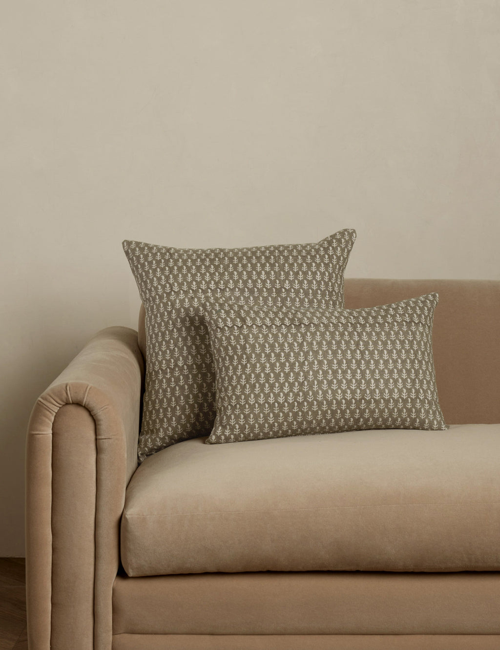 Astra Linen Pillow | Handmade Block Print, Floral Design