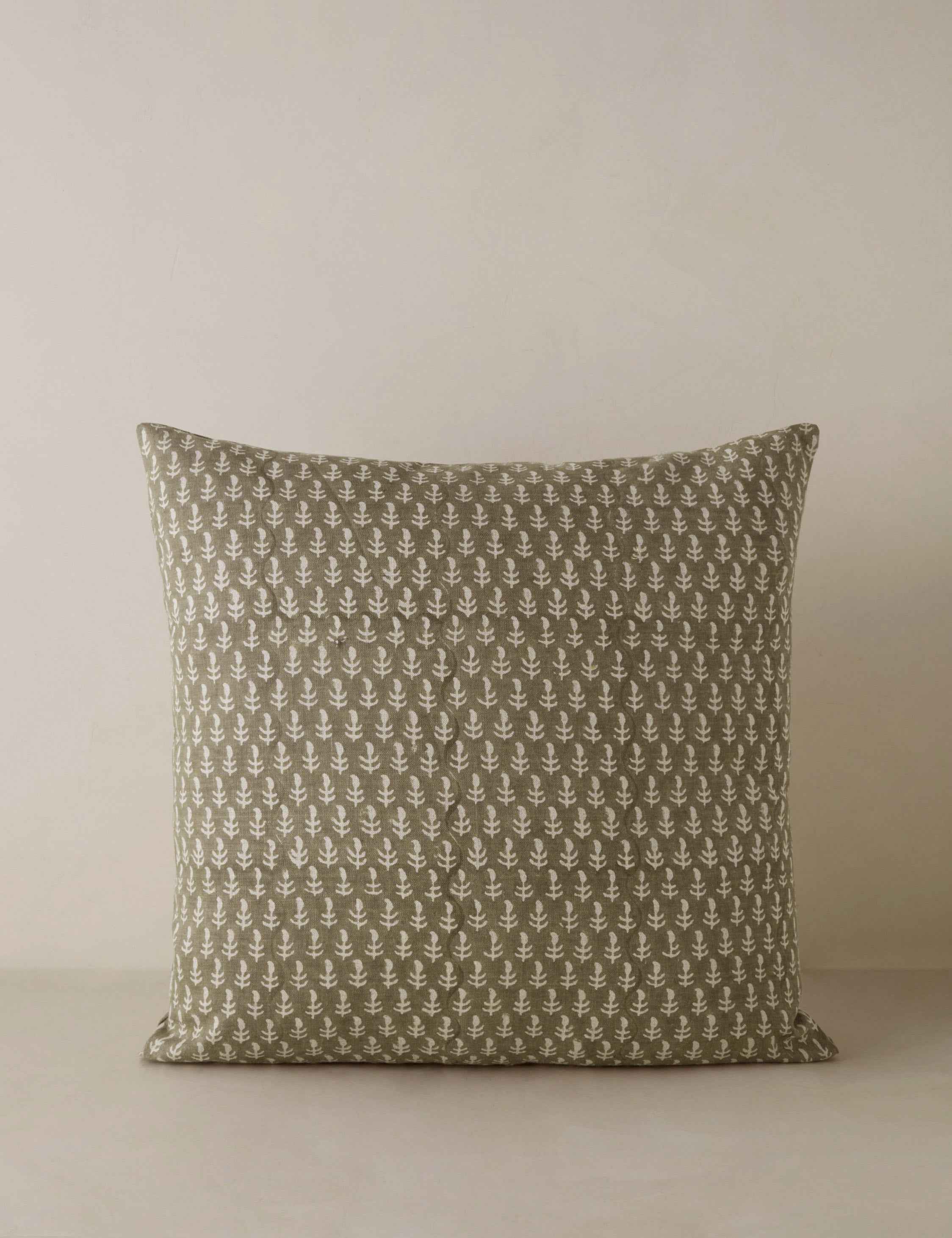 Astra Linen Pillow | Handmade Block Print, Floral Design
