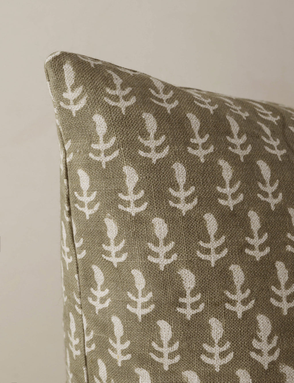 Astra Linen Pillow | Handmade Block Print, Floral Design