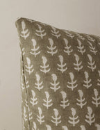 Astra Linen Pillow | Handmade Block Print, Floral Design