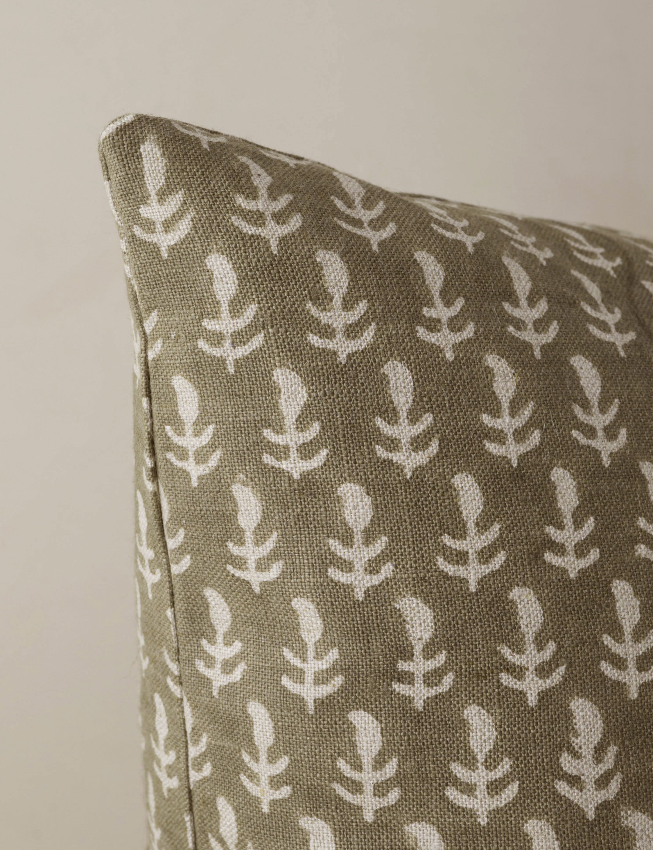 Astra Linen Pillow | Handmade Block Print, Floral Design