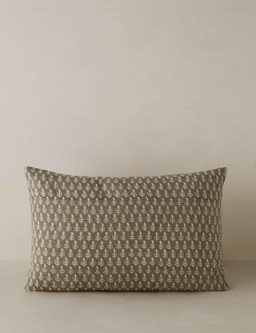Astra Linen Pillow | Handmade Block Print, Floral Design