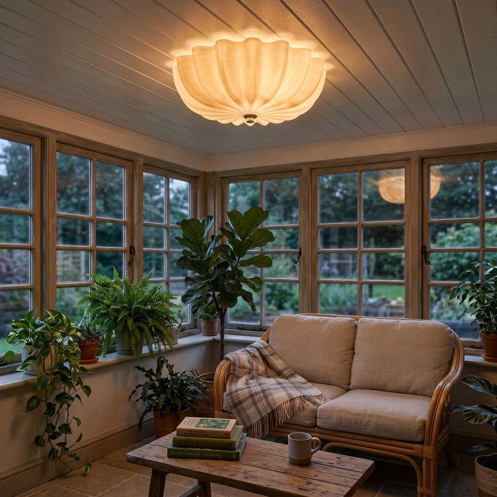 Cleo Pleated Glass Semi-Flush Ceiling Light